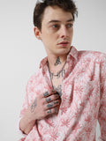 VASTRADO Classic Floral Printed Spread Collar Creased  Shirt