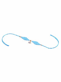 NVR Unisex Blue Pearls Unique  Thread Rakhi With Roli Chawal