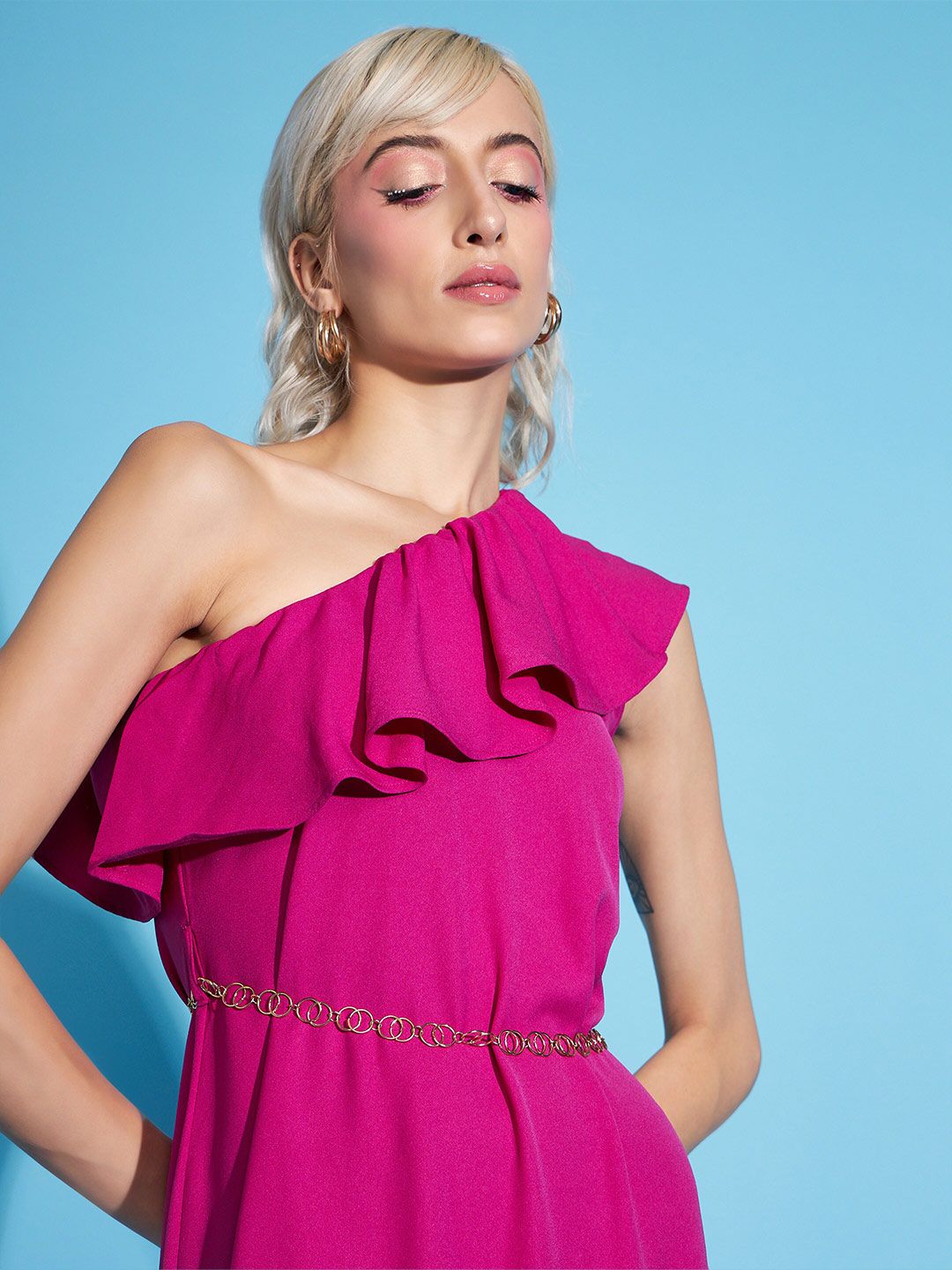 SASSAFRAS Fuchsia A-Line Mini Dress