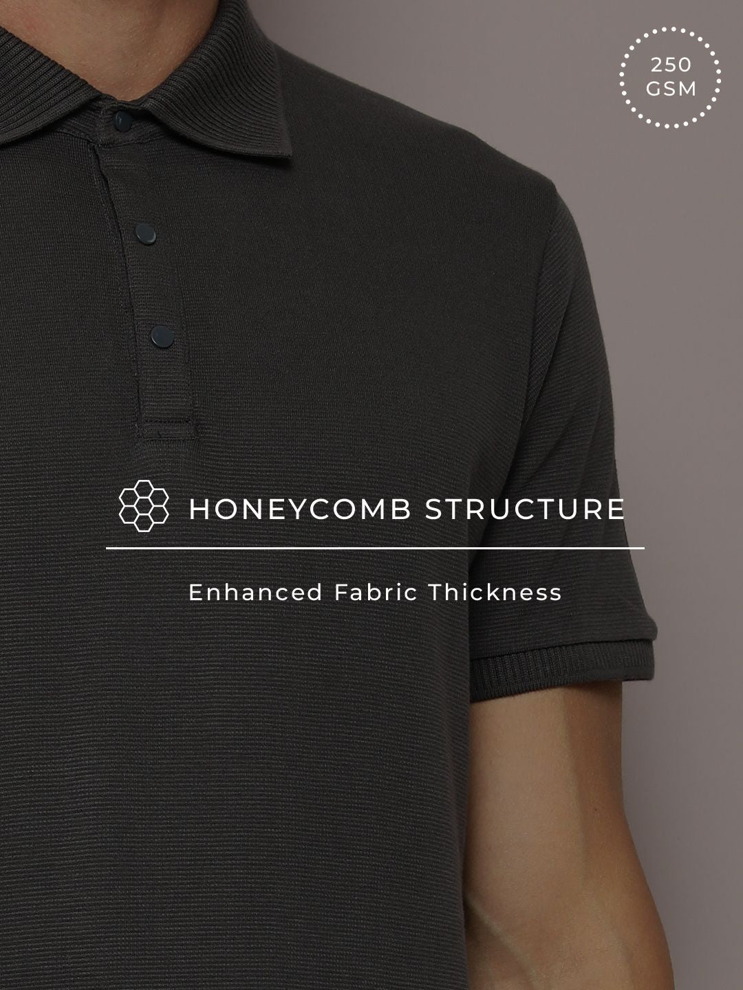 DILLINGER Men Polo Collar Honeycomb Structure T-shirt