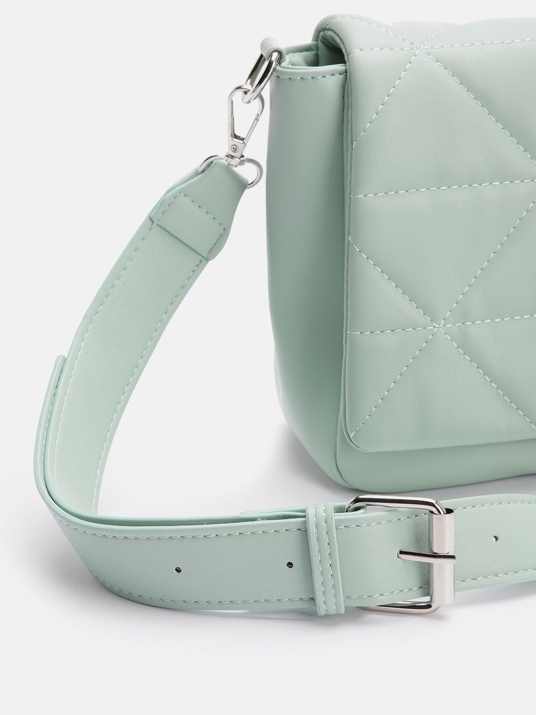 Lino Perros Geometric Textured Structured Sling Bag with Quilted Detail