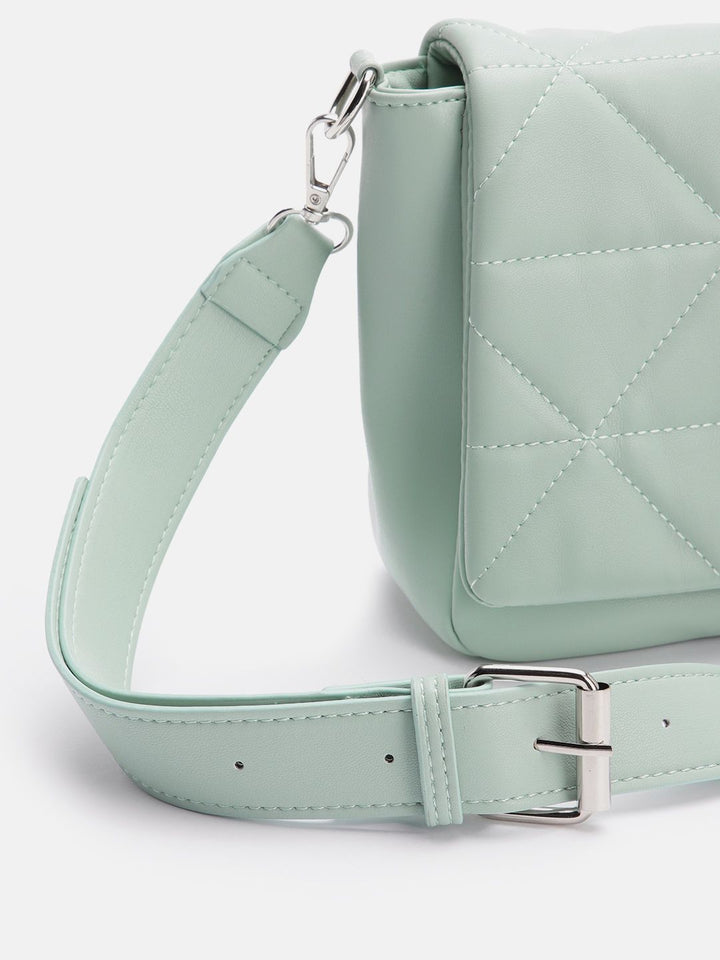 Lino Perros Geometric Textured Structured Sling Bag with Quilted Detail