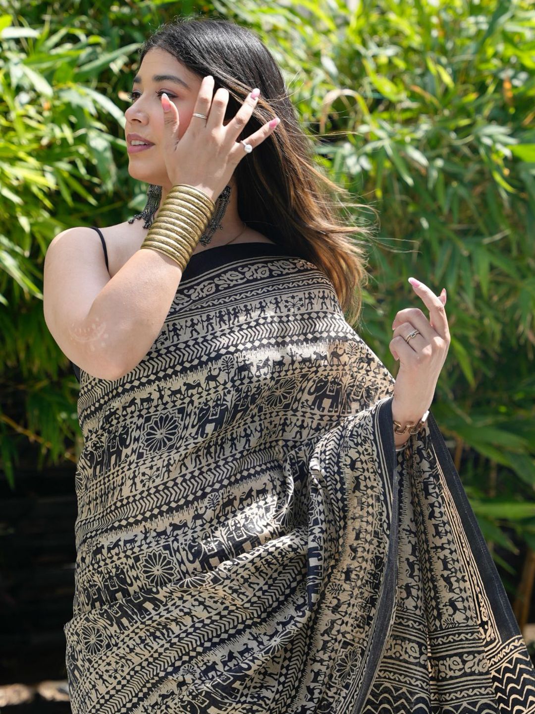 Kalini Women Art Silk Kalamkari Print Saree