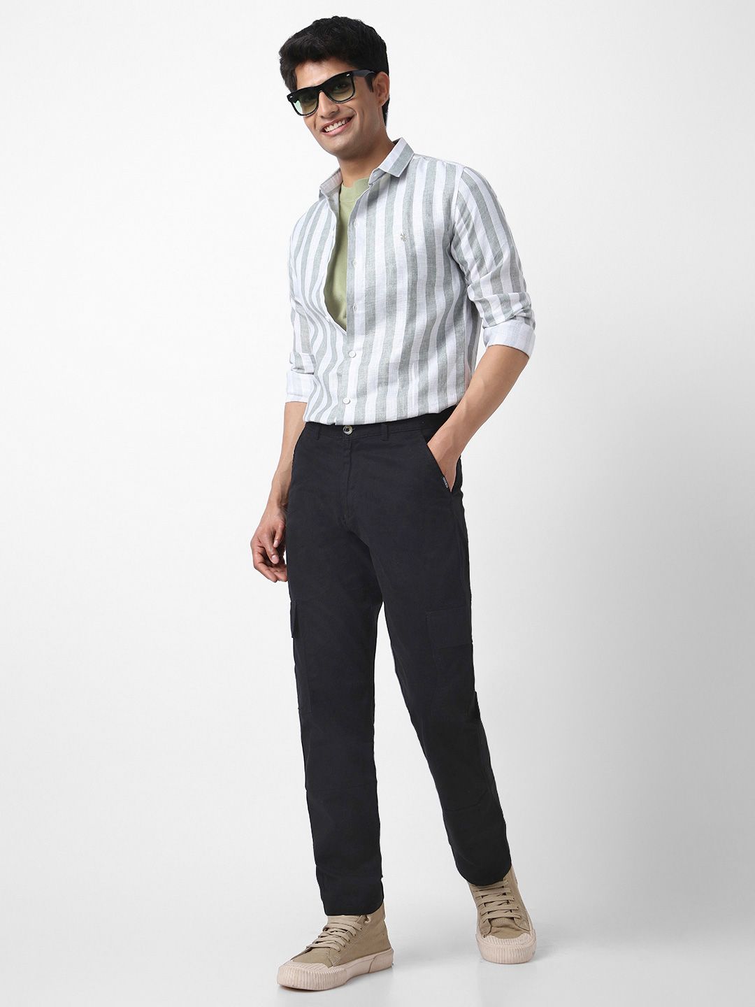 Urbano Fashion Men Regular Fit Solid Cargo Chino Pant with 6 Pockets Stretchable