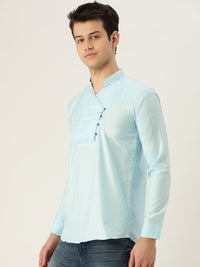 SOJANYA Lelaki Biru Solid Kurta Lurus