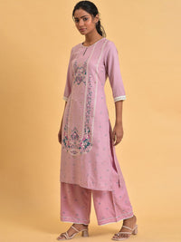 W Floral Printed Keyhole Neck Gotta Patti Kurta