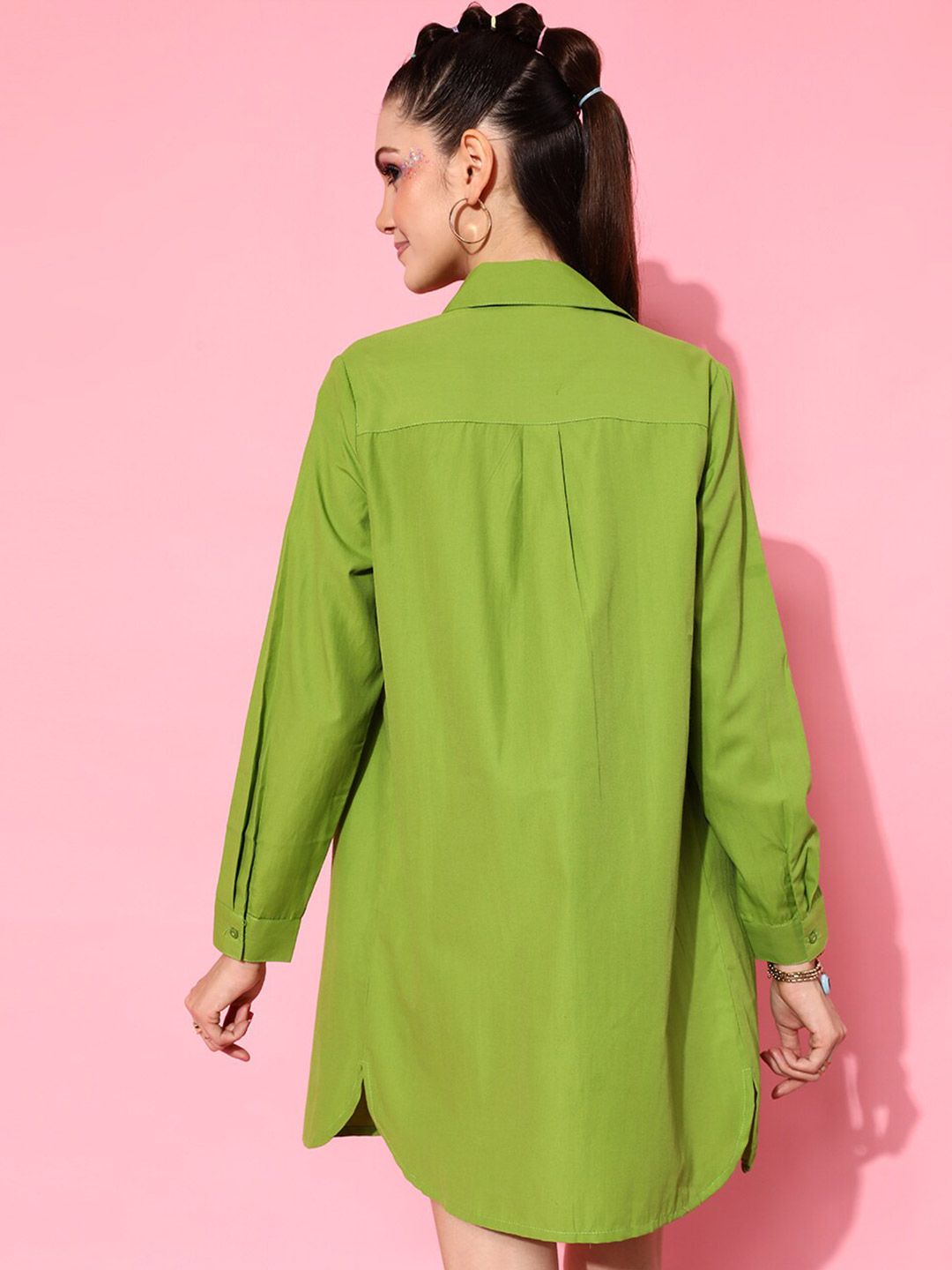 STREET 9 Women Green Solid Oversize Shirt