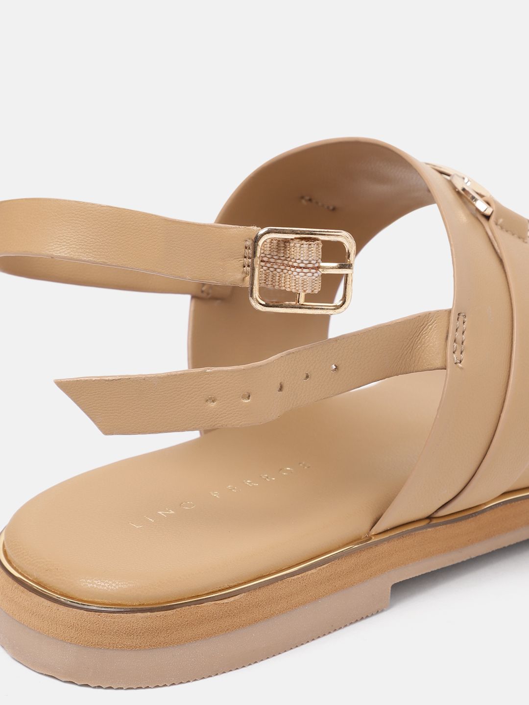 Lino Perros Metallic Detail T-Strap Flats
