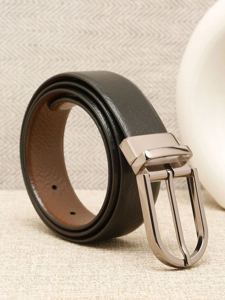 Teakwood Leathers Men Textured Leather Reversible Formal Belt