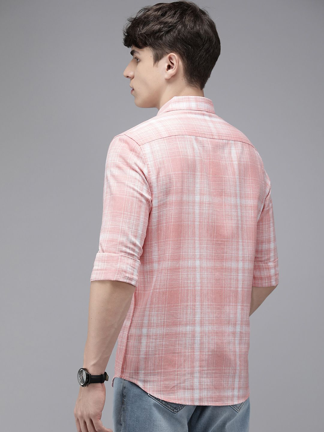 THE BEAR HOUSE Men Slim Fit Tartan Checked Casual Shirt
