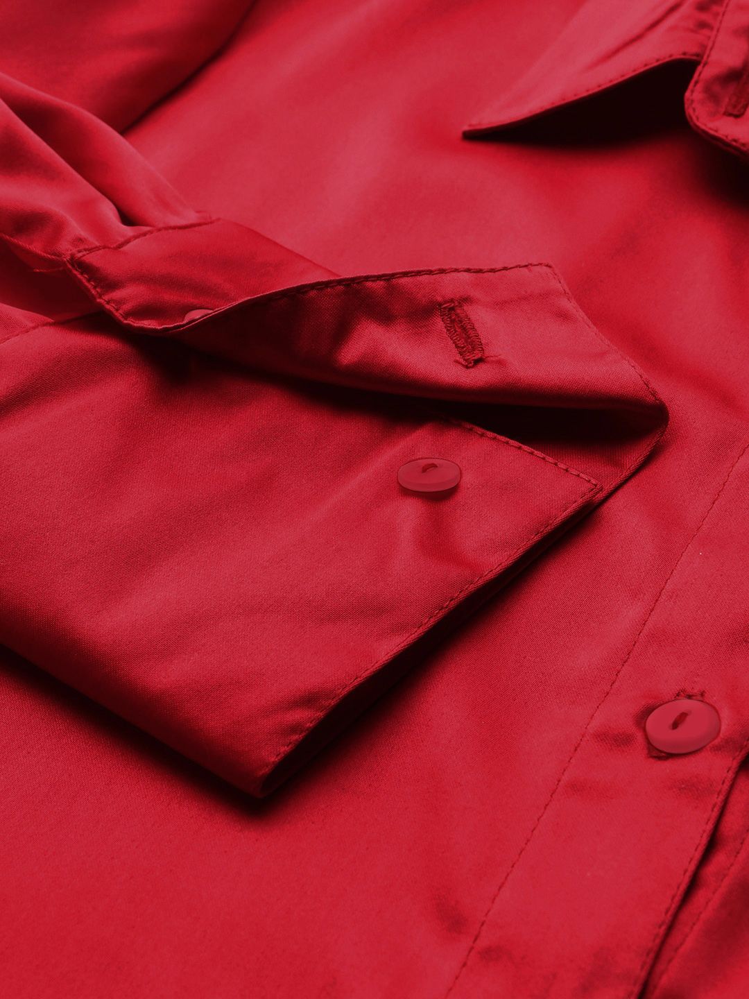 STREET 9 Red Shirt Style Crop Top