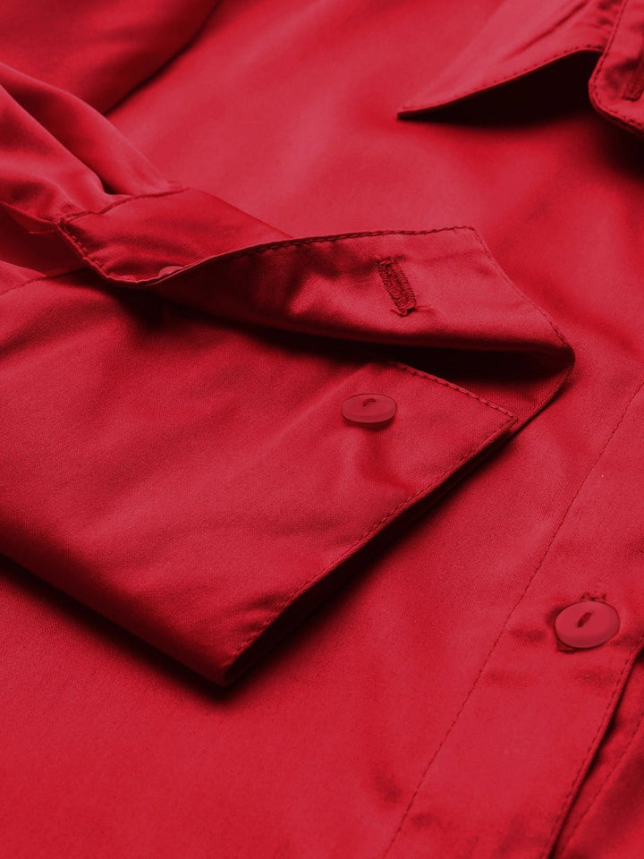 STREET 9 Red Shirt Style Crop Top