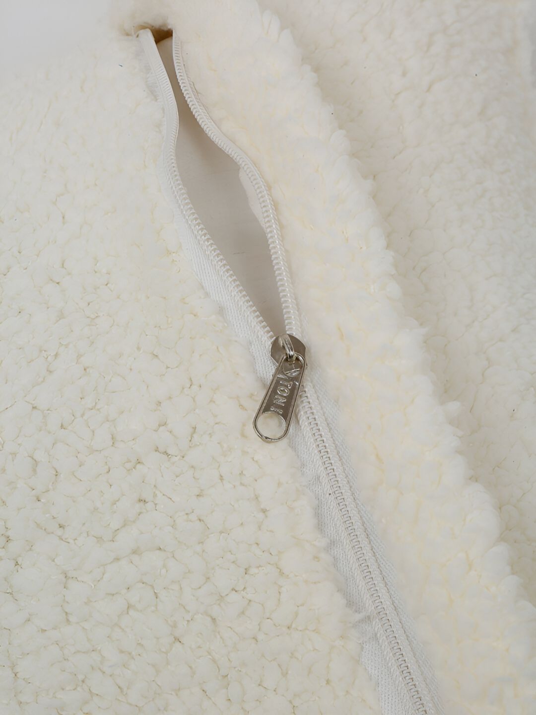 HOSTA HOMES Cream-Coloured 2 Pieces Fur Square Cushion Covers