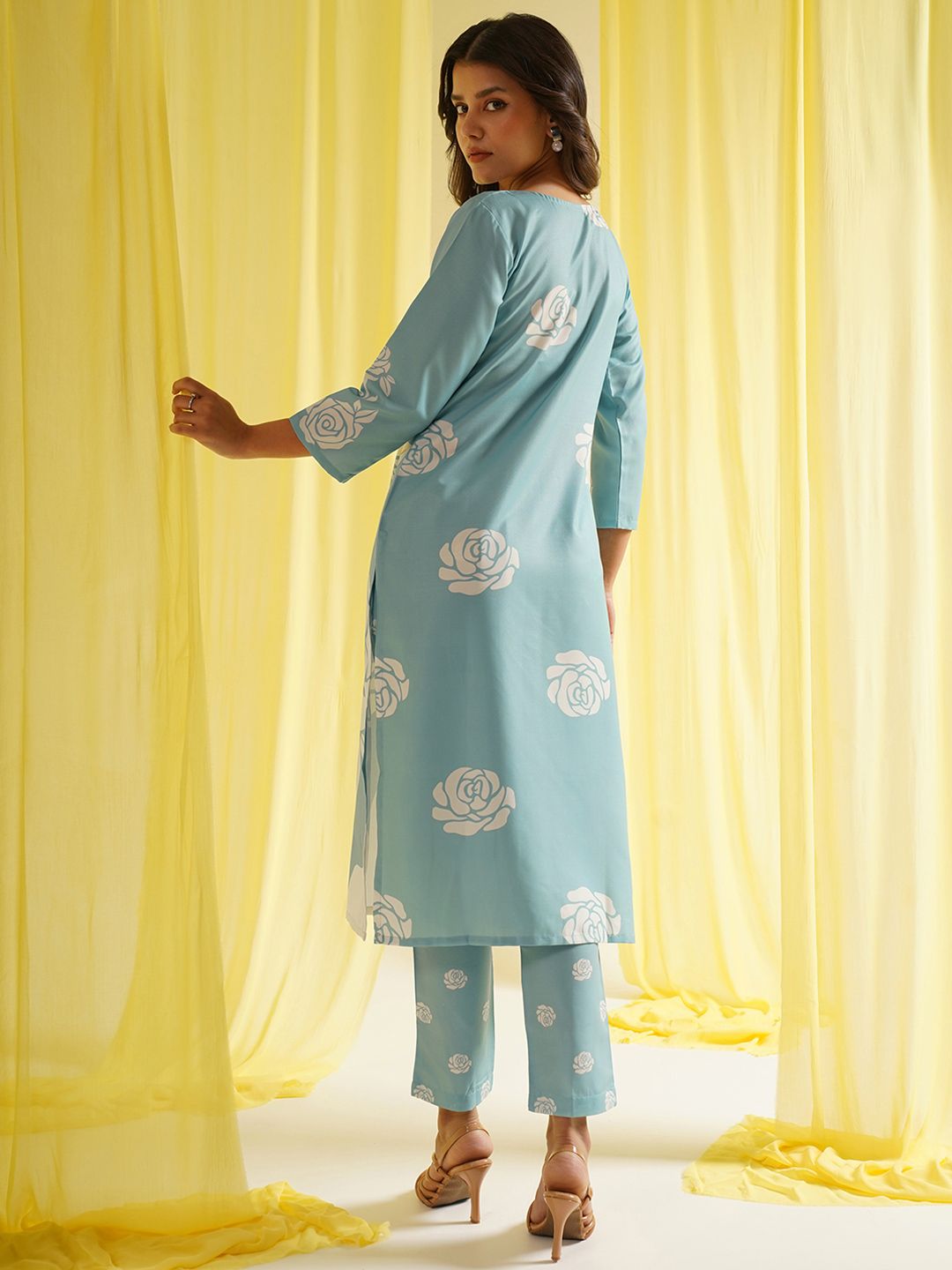 KALINI Women Floral Printed Regular Kurta with Trousers