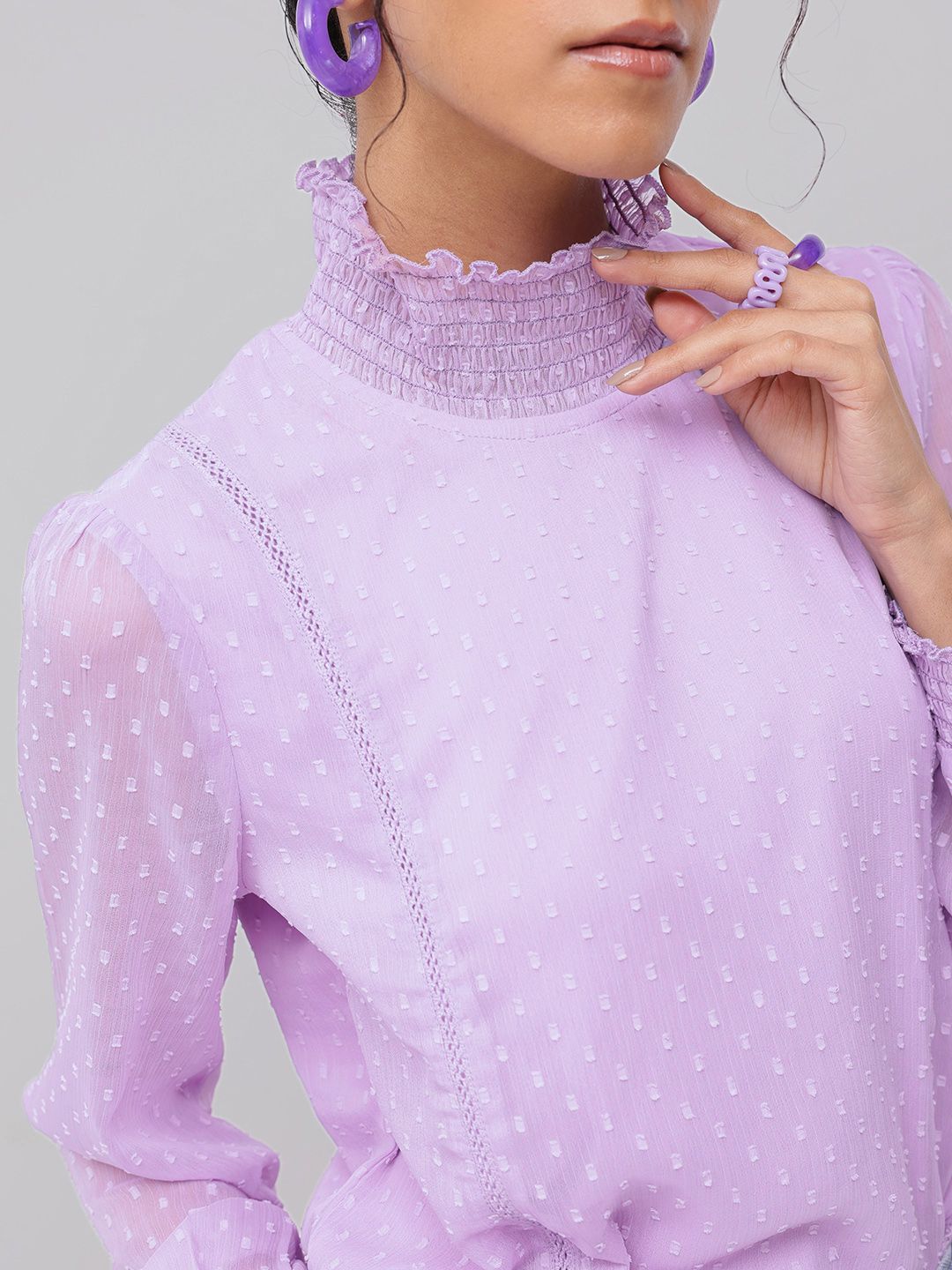 DressBerry Soft Serenity Dobby Poet Sleeves Top