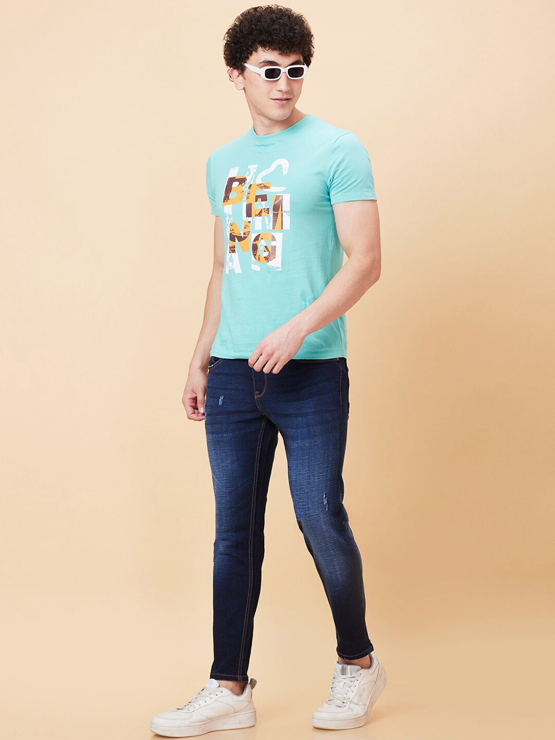 Being Human Men Low Distress Light Fade Jeans