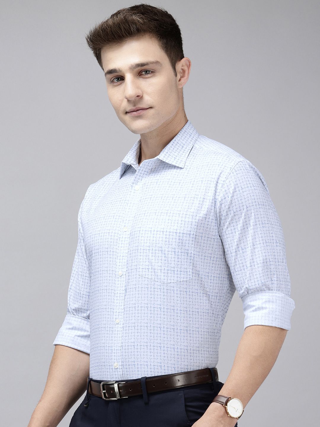 Park Avenue Slim Fit Opaque Geometric Printed Formal Shirt
