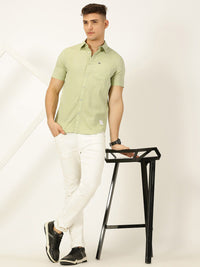 Thomas Scott Classic Cotton Linen Slim Fit Short Sleeves Casual Shirt