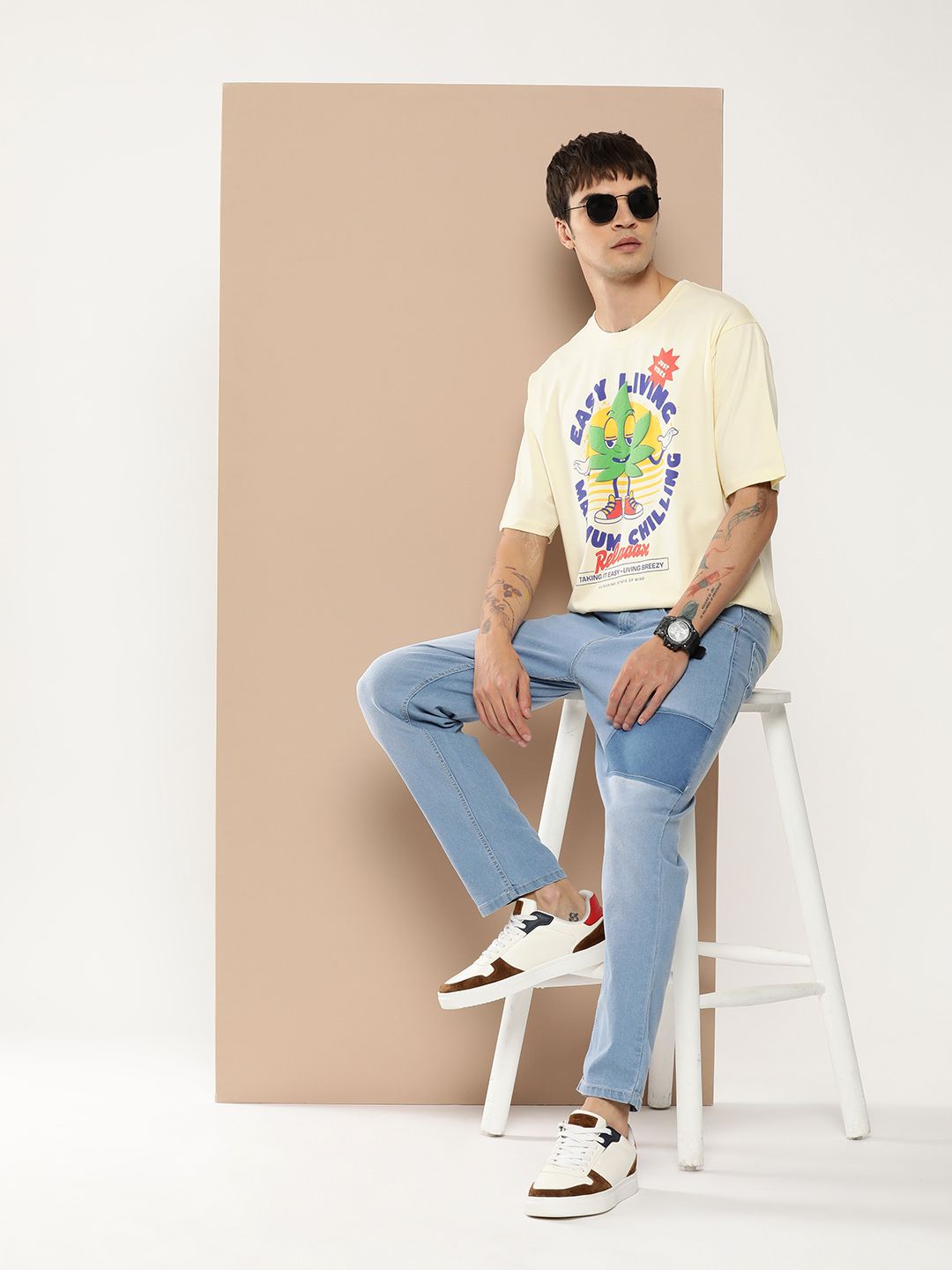 Difference of Opinion Men Graphic Printed Embossed Oversized T-shirt