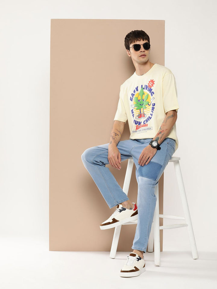 Difference of Opinion Men Graphic Printed Embossed Oversized T-shirt