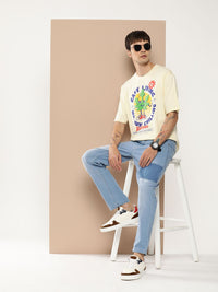 Difference of Opinion Men Graphic Printed Embossed Oversized T-shirt