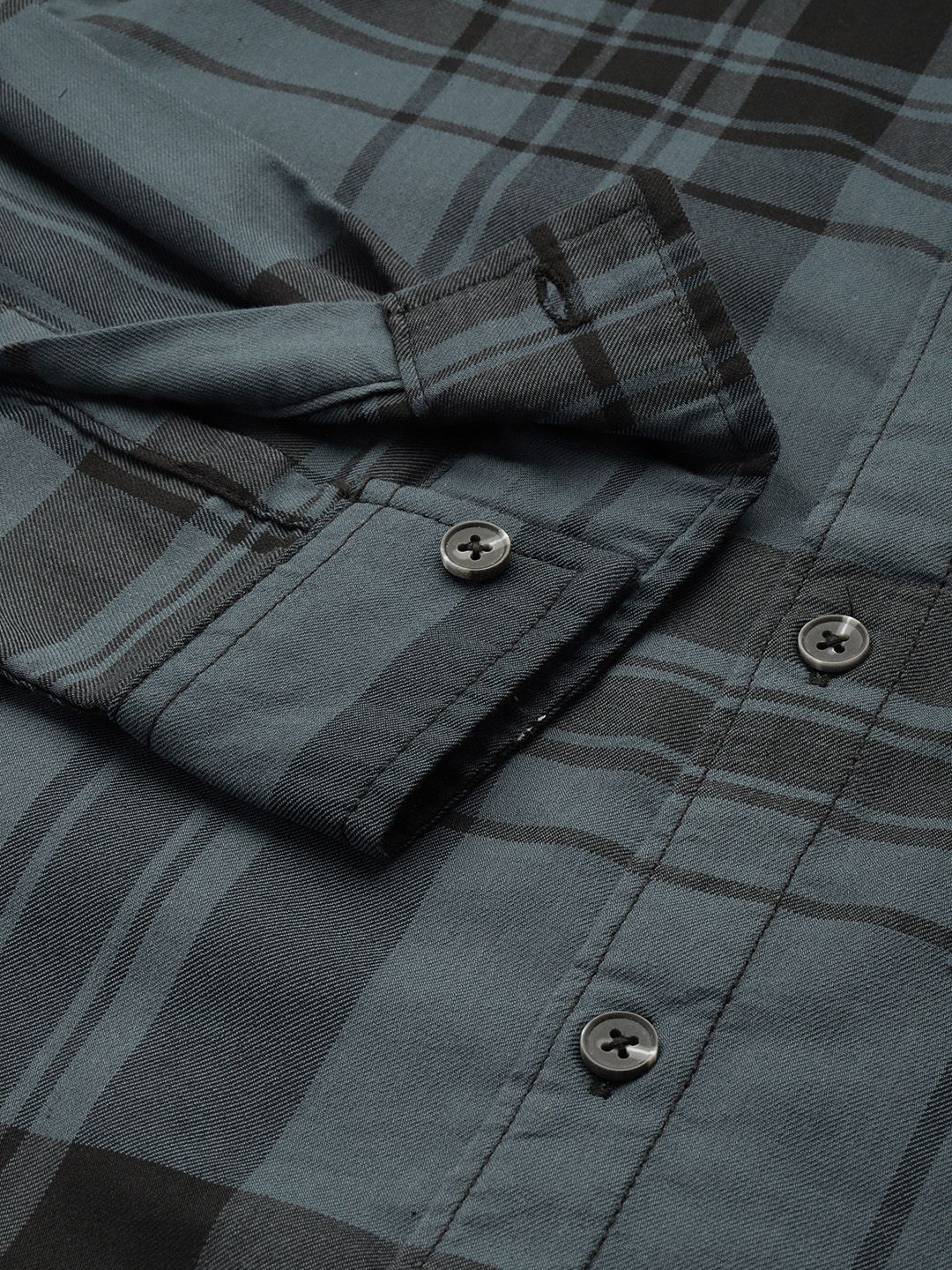 The Indian Garage Co Men Teal Slim Fit Checked Casual Shirt