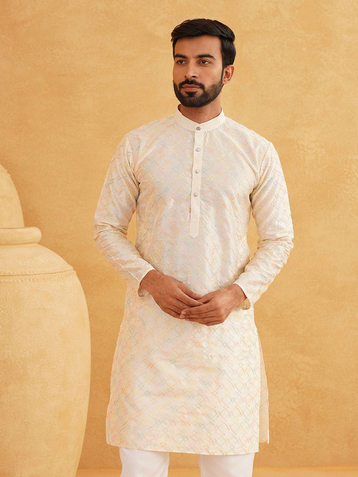 SOJANYA Geometric Embroidered Regular Kurta With Churidar