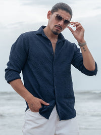 Powerlook Men Opaque Self Design Casual Shirt
