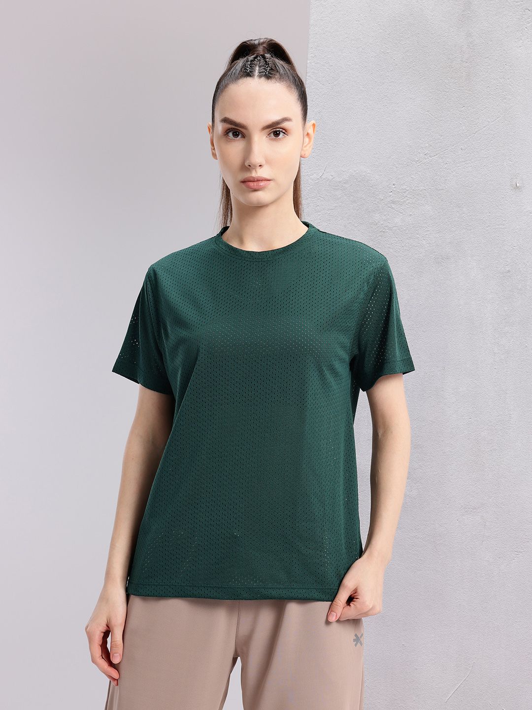 HRX by Hrithik Roshan Women Perforated Rapid-Dry Training T-shirt