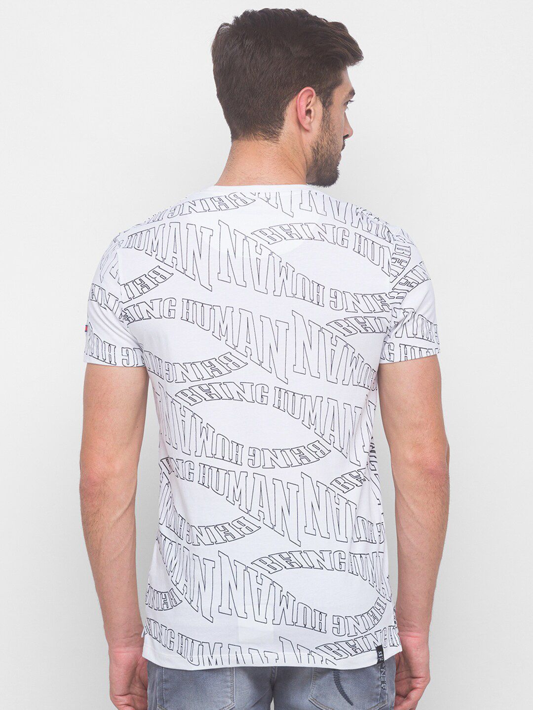 Being Human Men White Typography Printed T-shirt