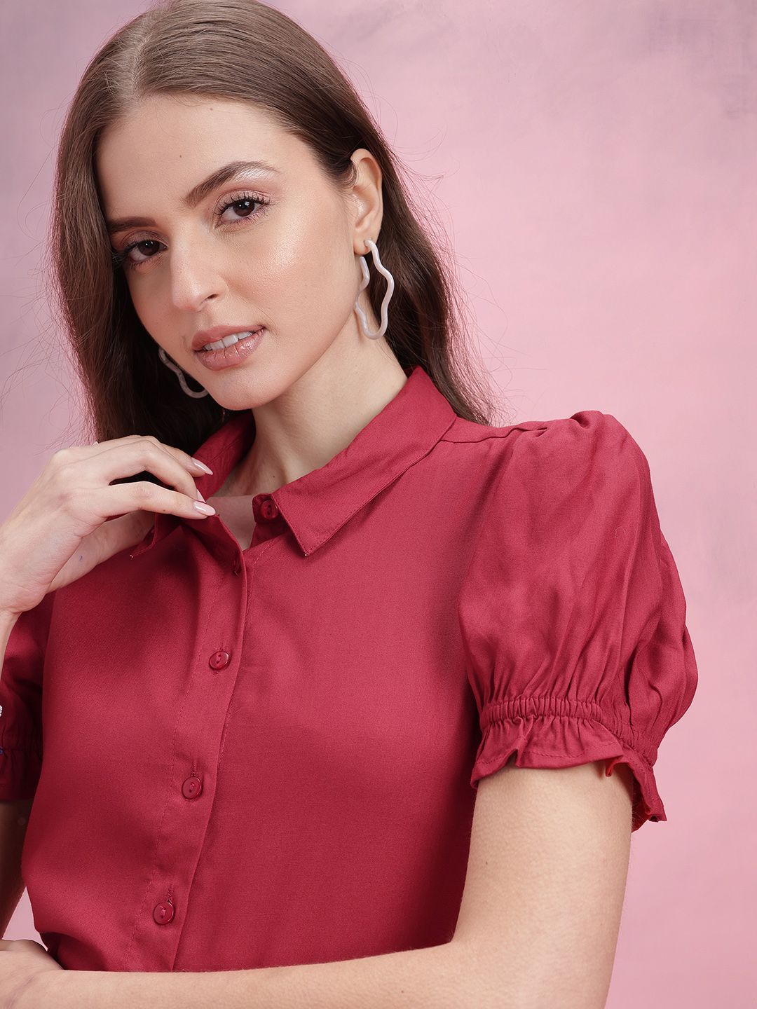 DressBerry Puff Sleeves Casual Shirt
