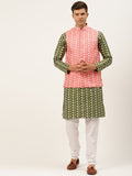 SOJANYA Men Green Ethnic Motifs Embroidered Thread Work Kurta with Churidar