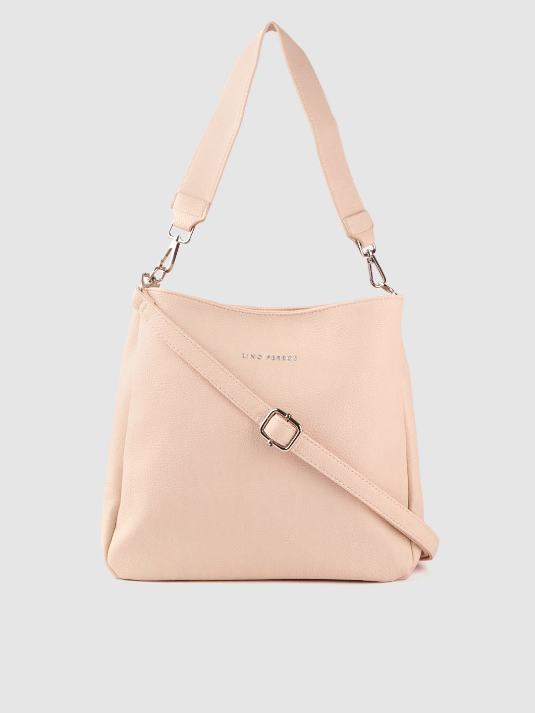 Lino Perros Peach-Coloured Solid Hobo Bag