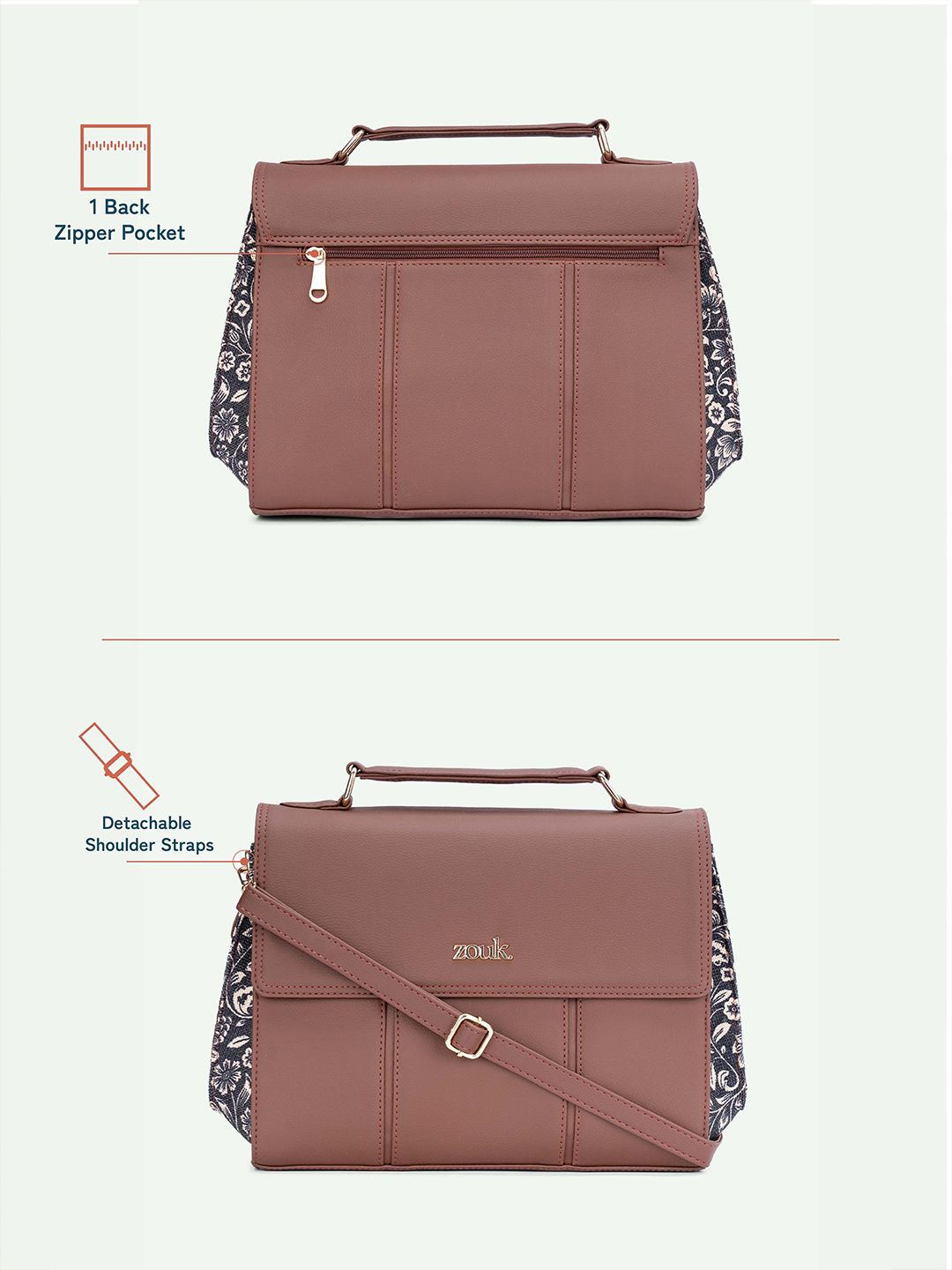 ZOUK Women FloMotif Rhea Kapoor Satchel Bag