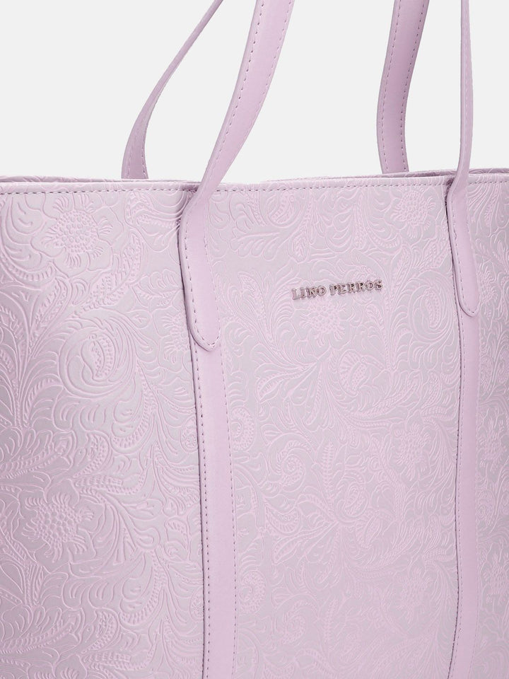 Lino Perros Floral Textured Structured Shoulder Bag with Laptop Compartment