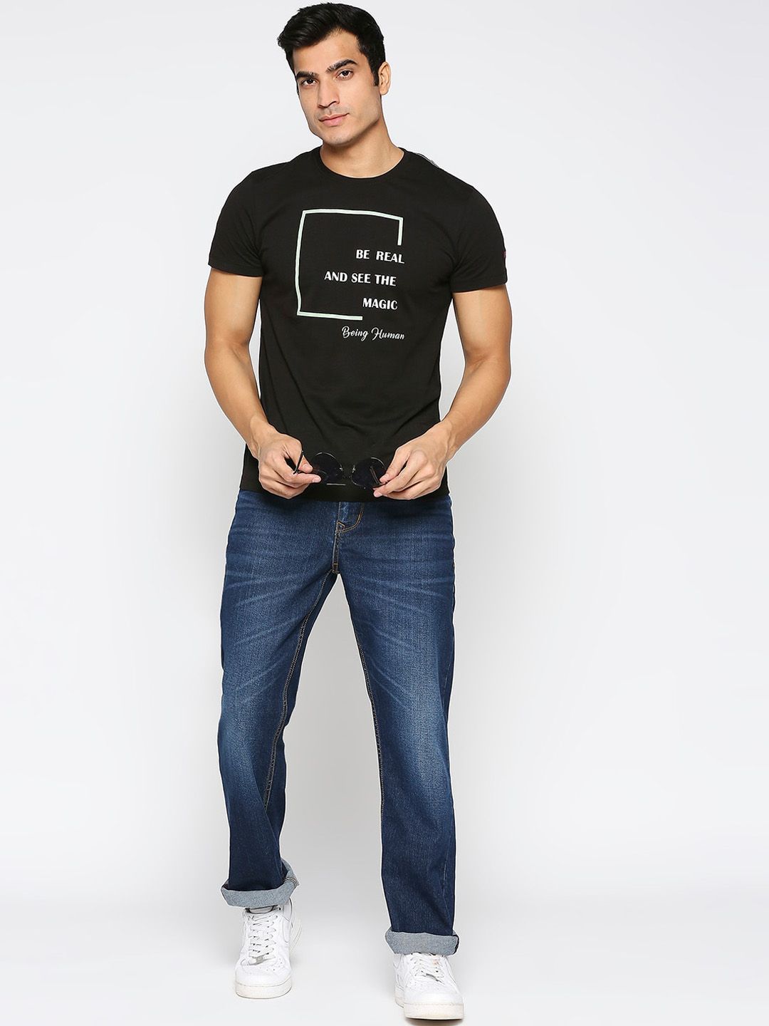 Being Human Men Mid Rise Slim Fit Clean Look Light Fade Jeans