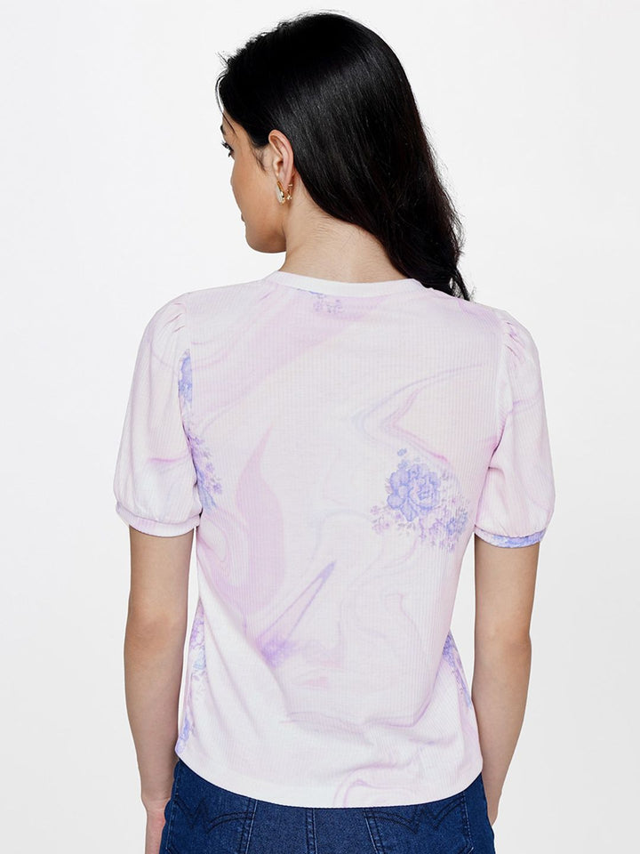 AND Floral Printed Puff Sleeves Top