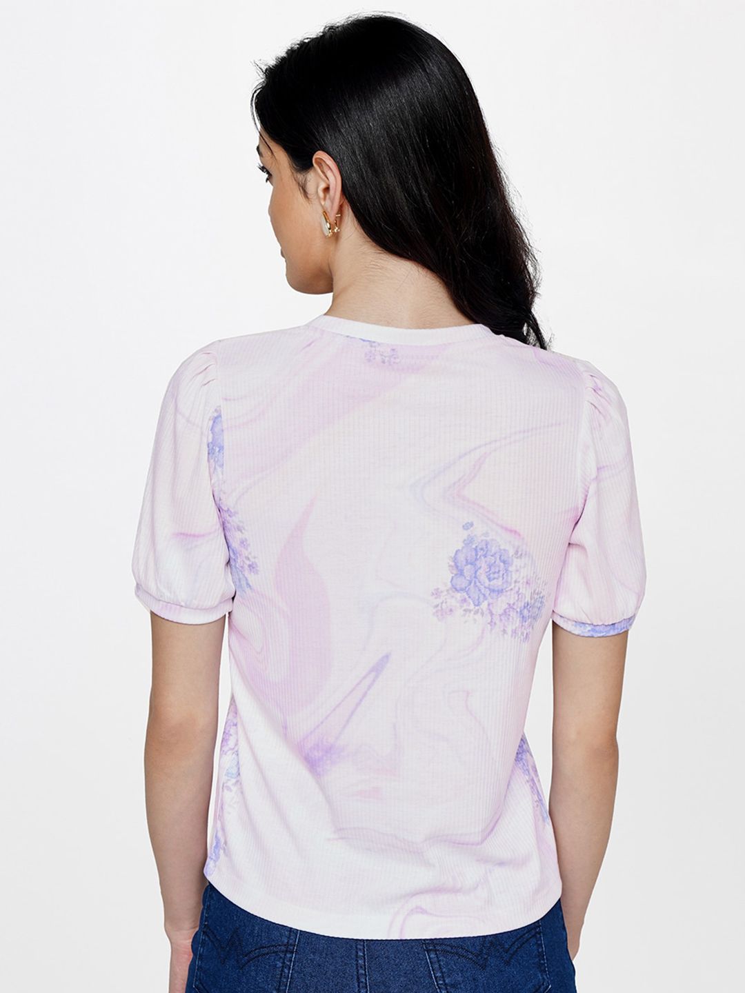 AND Floral Printed Puff Sleeves Top