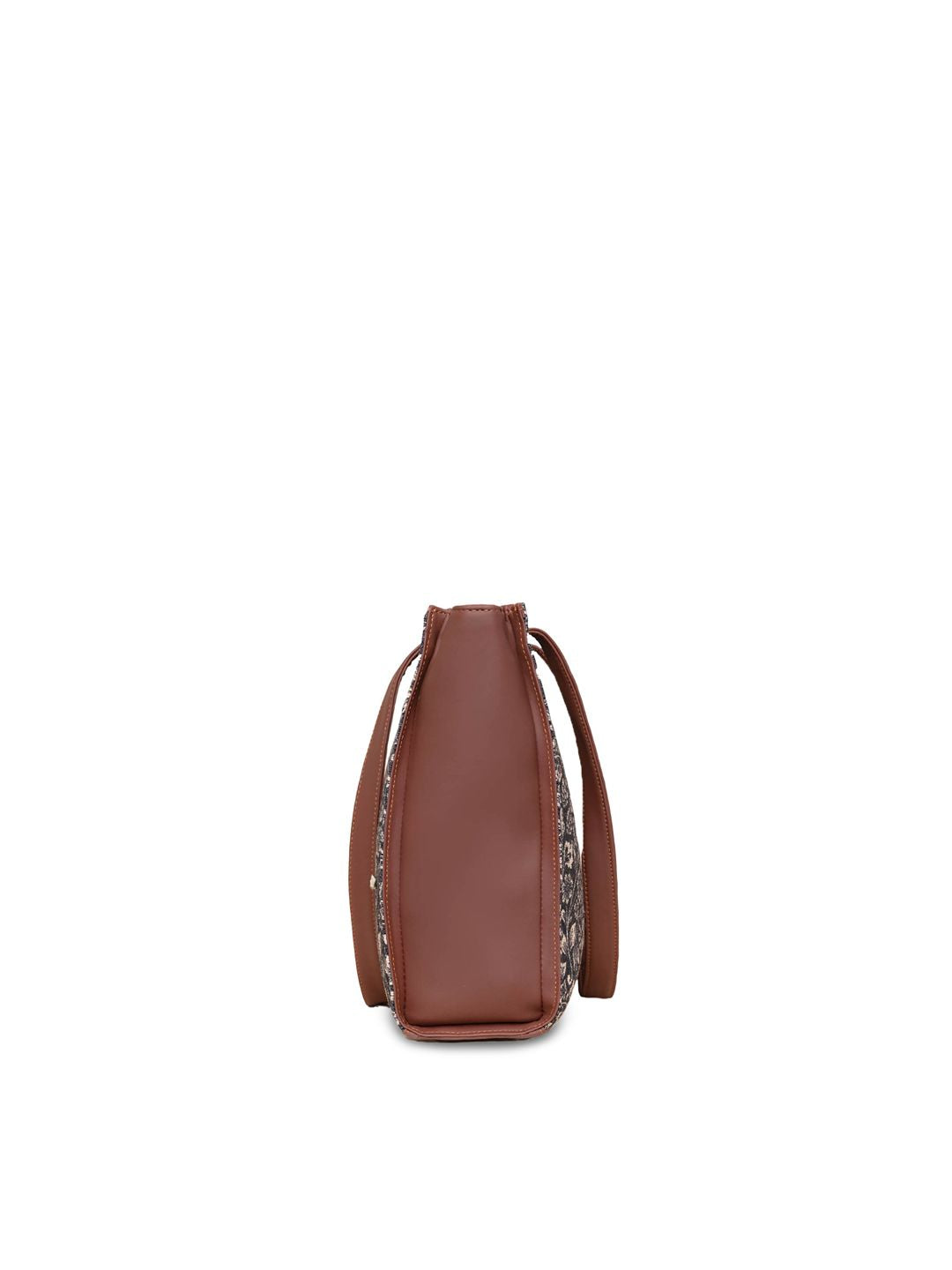 ZOUK Floral Printed Jute Structured Tote Bag