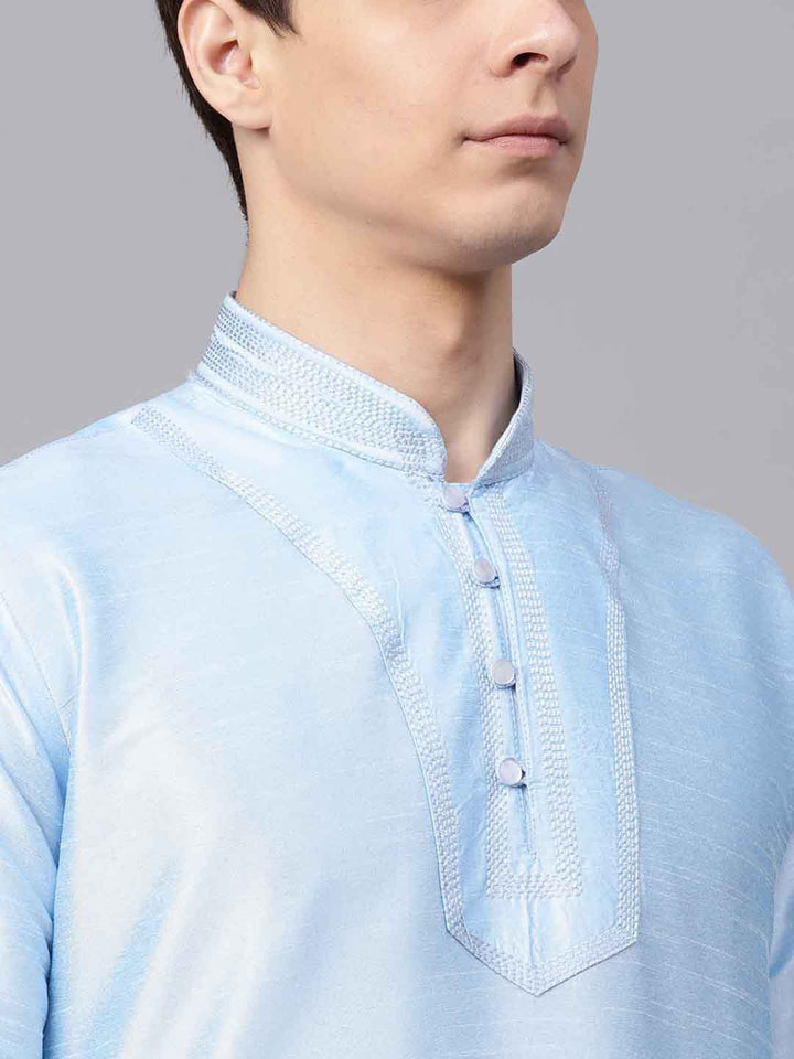 SOJANYA Men Turquoise Blue Solid Kurta Lurus