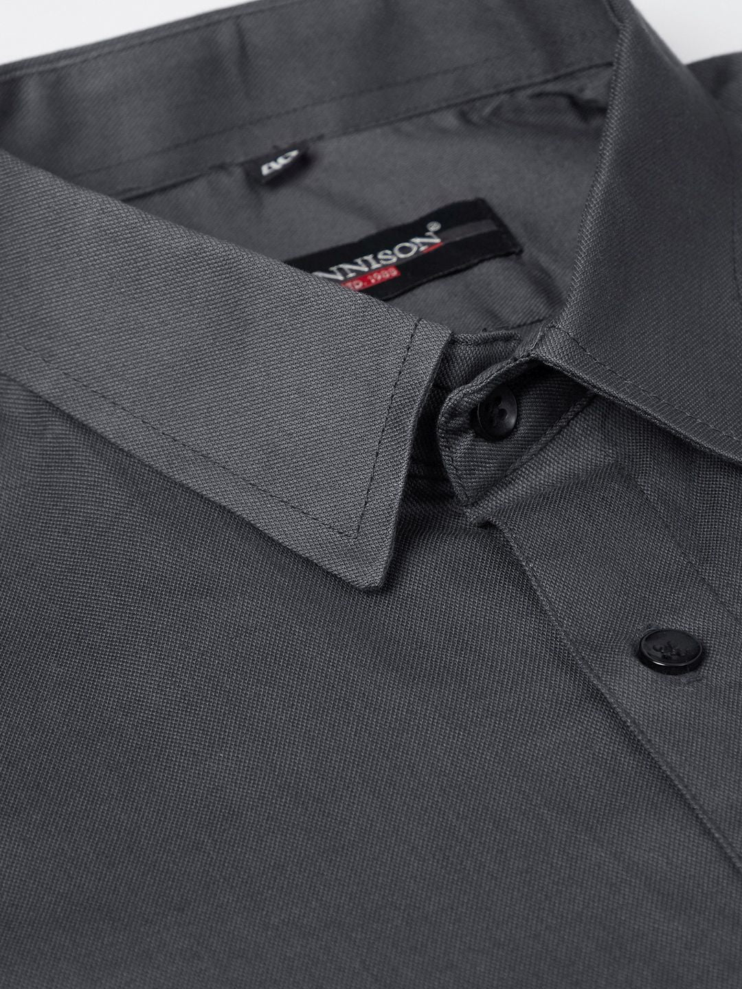 DENNISON Men Charcoal Grey Smart Slim Fit Solid Formal Shirt
