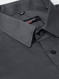 DENNISON Men Charcoal Grey Smart Slim Fit Solid Formal Shirt