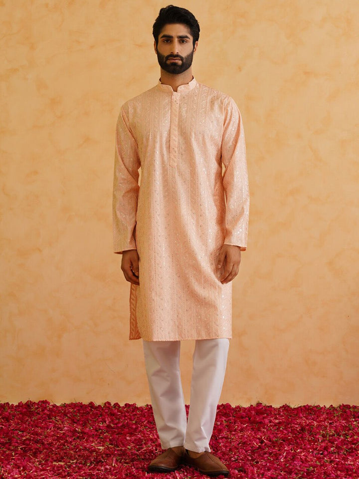SOJANYA LUXE Ethnic Motifs Embroidered Mandarin Collar Sequined Straight Kurta