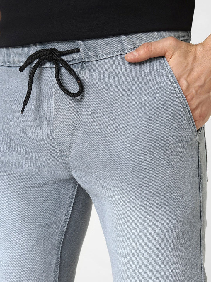 Urbano Fashion Men Grey Jogger Fit Mid-Rise Clean Look Stretchable Jeans