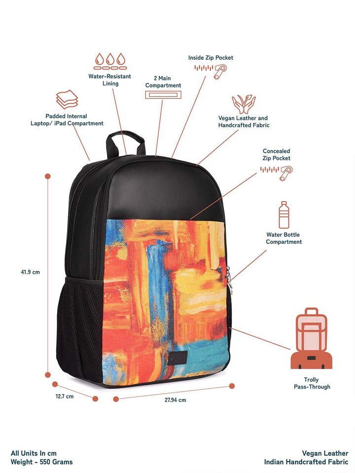 ZOUK Printed Vegan Leather 16 Inch Laptop Backpack with Compression Straps