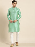 SOJANYA Lelaki Sea Green Woven Design Kurta Lurus