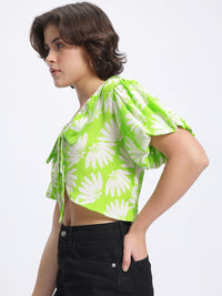 DressBerry Tropical Printed Shirt-Style Top