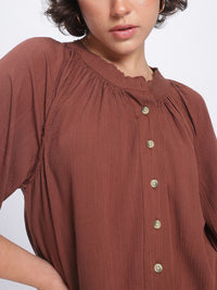 DressBerry Unfinished Business Raw Edges Shirt-Style Top