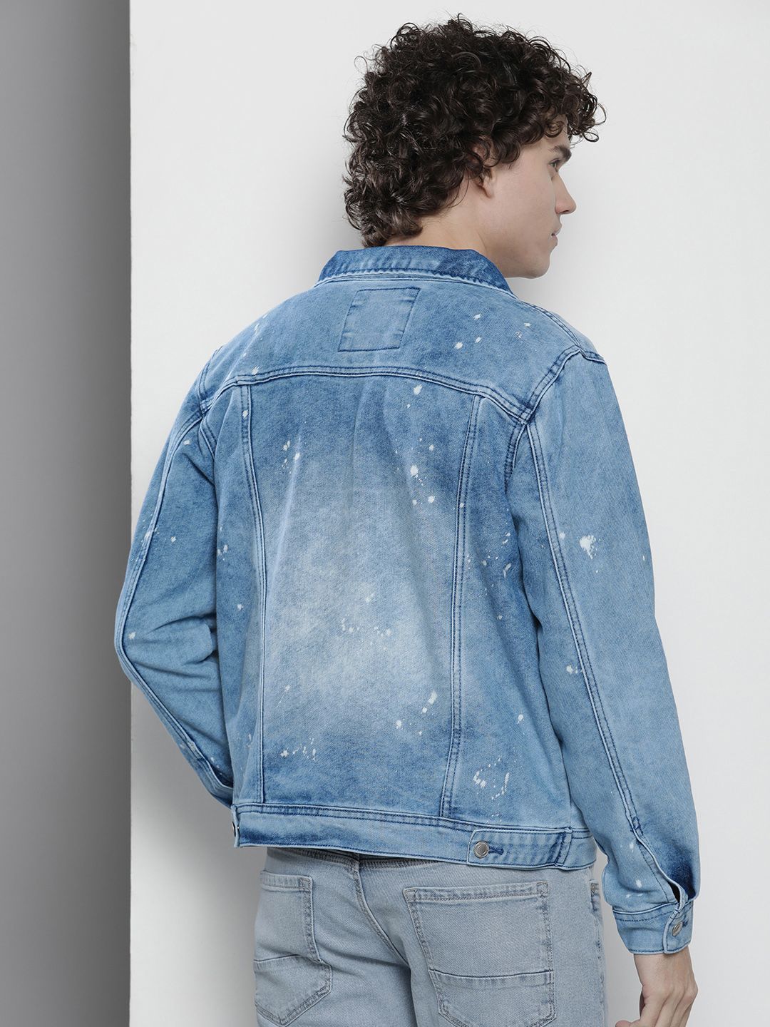 The Indian Garage Co Men Washed Slim Fit Denim Jacket