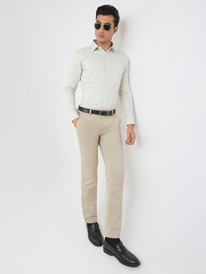 Raymond Men Green Pure Cotton Slim Fit Checked Formal Shirt